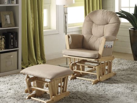 Rehan - Microfiber Glider Chair With Ottoman - Taupe For Discount