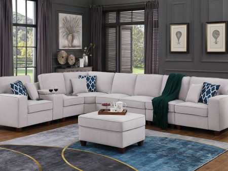 Jessica - Sectional Sofa With Ottoman - Light Gray Online now