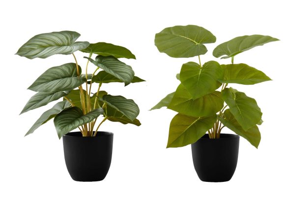 13  Tall, Artificial Plant, Epipremnum, Indoor, Faux, Fake, Table, Greenery, Potted, Decorative (Set of 2) - Green   Black For Sale