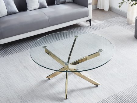 Modern Round Tempered Glass Coffee Table With Chrome Legs Discount