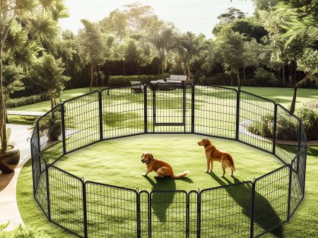 108.27  16 Panels Heavy Duty Metal Playpen With Door, Dog Fence Pet Exercise Pen For Outdoor - Black For Discount