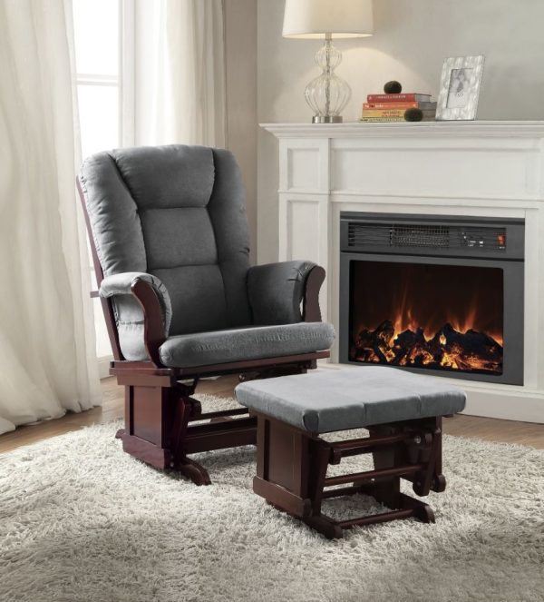 Adeliza - Microfiber Glider Chair With Ottoman - Gray Sale