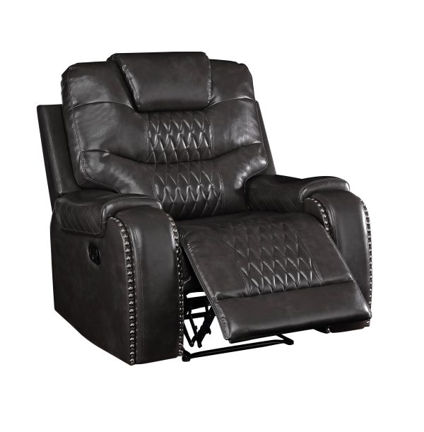 Braylon - Magnetite Synthetic Leather Manual Recliner Chair - Brown For Sale