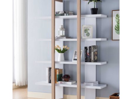 Two Toned Display Cabinet, Tall Bookcase Storage Cabinet Discount