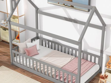 House Bed With Guardrails, Slats Online now