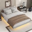 Floating Bed With LED Lights Underneath, Modern Low Profile Platform Bed With LED Lights Online now