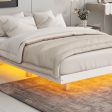 Floating Bed With LED Lights Underneath, Modern Low Profile Platform Bed With LED Lights Online now