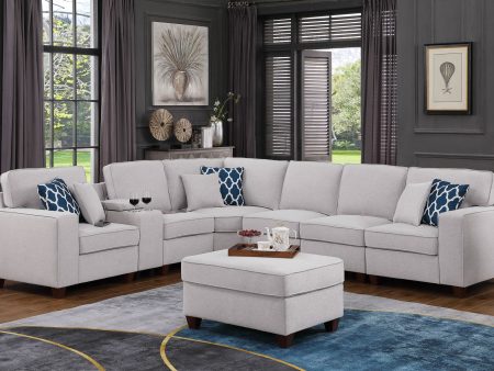 Sam - Sectional Sofa With Ottoman - Light Gray Discount