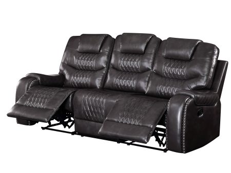 Braylon - Magnetite Synthetic Leather Manual Recliner Sofa - Brown Sale