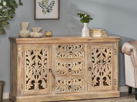 3 Drawer Sideboard Handcrafted - Antique White For Cheap