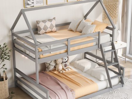 Twin Over Full House Bunk Bed With Built-In Ladder Cheap