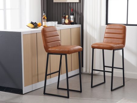 Bar Stools (Set of 2) With Back, Upholstered Linen Fabric Kitchen Breakfast Bar Stools With Footrest Online now