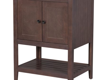 Bathroom Vanity Base Only, Soild Wood Frame, Bathroom Storage Cabinet With Doors And Open Shelf Fashion