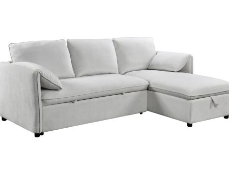 Yaroslav - Chenille Reversible Sectional Sofa With Sleeper Storage - Cream on Sale