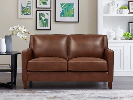 Ashby - Leather Loveseat - Pecan Sale