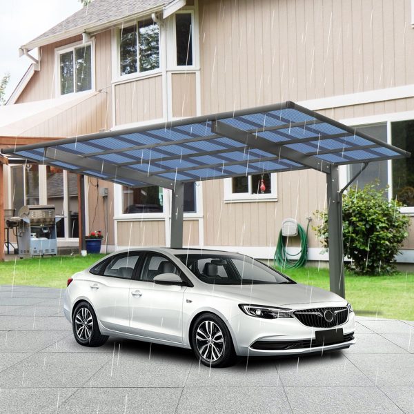 Outdoor Carport, Single Carport Aluminum Metal Frame And Polycarbonate Panels Car Port For Outdoor Driveway Car, Truck - Charcoal Hot on Sale