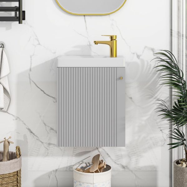 Contemporary Wall-Mounted Bathroom Vanity Combo Cabinet With Ceramic Basin Ideal For Small Bathrooms Hot on Sale