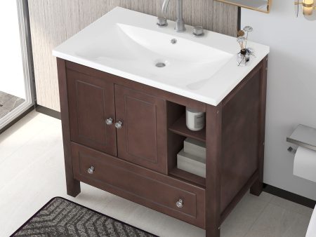 Bathroom Vanity With Sink, Bathroom Storage Cabinet With Doors And Drawers, Solid Wood Frame, Ceramic Sink For Sale