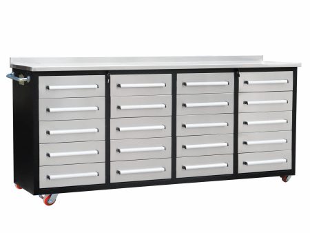 Garage Storage Cabinets With Workbench (20 Drawers) - Silver Online