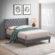 Velvet Button Tufted-Upholstered Bed With Wings Design Strong Wood Slat Support Queen Platform Bed - Gray Online