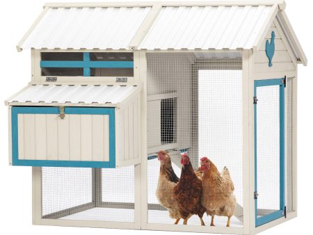 Weatherproof Outdoor Chicken Coop With Waterproof Pvc Roof. Outdoor Chicken Coop With Removable Bottom For Easy Cleaning, Large Space Coop Suitable For 6-8 Chickens - White Discount