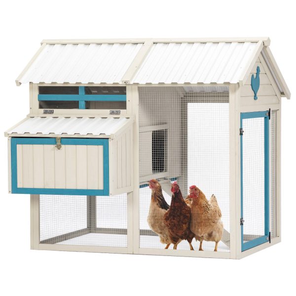 Weatherproof Outdoor Chicken Coop With Waterproof Pvc Roof. Outdoor Chicken Coop With Removable Bottom For Easy Cleaning, Large Space Coop Suitable For 6-8 Chickens - White Discount