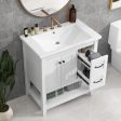 Bathroom Vanity With Ceramic Sink Top, Vanity Cabinet With Multi-Functional Drawer, Solid Wood Legs - White Hot on Sale