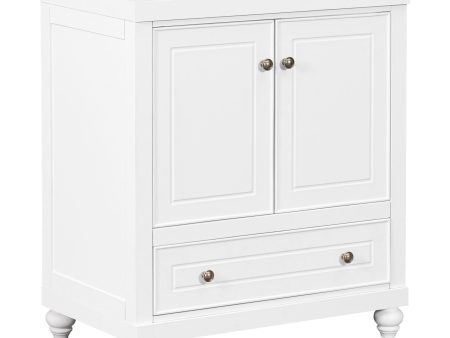 Bathroom Vanity Without Sink, Base Only, Cabinet With Doors And Drawer, Solid Frame And MDF Board - White For Sale