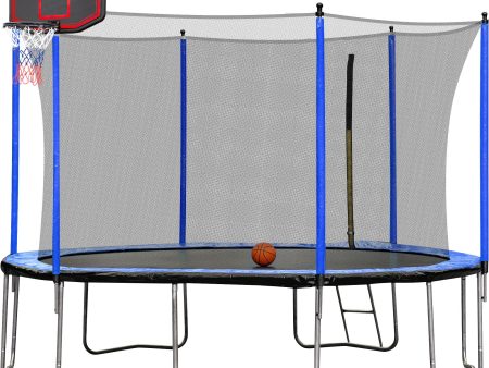 15Ft Trampoline With Basketball Hoop Inflator And Ladder (Inner Safety Enclosure) Discount