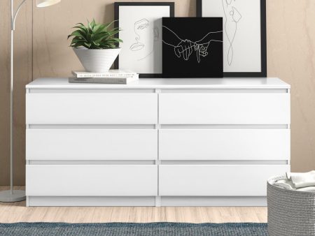 6 Drawer Double Dresser For Bedroom Living Room Hallway - White For Discount