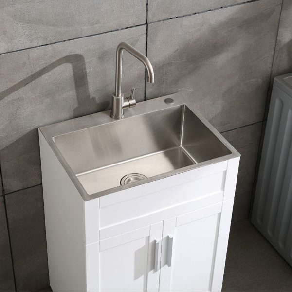 24  Stainless Steel Washing Sink With Faucet Hoses And Drain Head Only (Update) - Silver Fashion