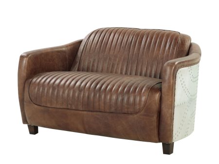 Brancaster - Grain Leather Loveseat - Brown Fashion