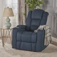 Wide - Power Standard Recliner Chair With Arm Storage With USB - Navy Blue Supply