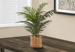 24  Tall, Artificial Plant, Palm, Indoor, Faux, Fake, Table, Floor, Greenery, Potted, Real Touch, Decorative - Green   Beige For Sale