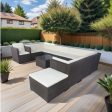 11 Piece Patio Wicker Conversation Set, 10 Seater Patio Sectional Set With 3 Storage Box Under Seat - Brown   White Cheap