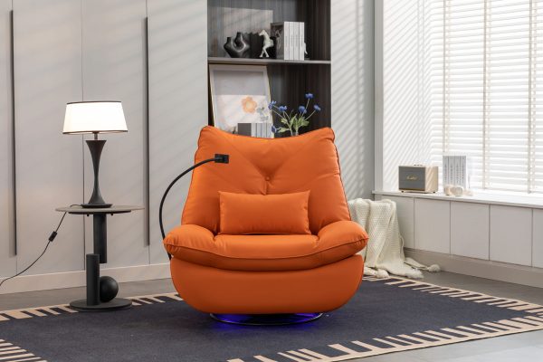 270 Swivel Glider Recliner Chair, Power Recliner Rocking Chair, USB Port Charge For Nursery Chair With Atmosphere Lamp For Living Room Bedroom Apartment Fashion