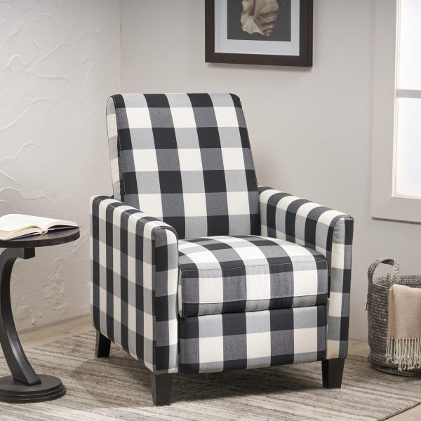 Wide Manual Club Recliner - Black   White on Sale