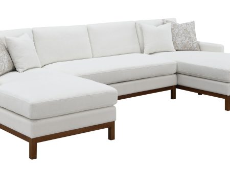 Valiant - Chenille Sectional Sofa With 4 Pillows - Ivory Sale