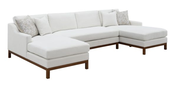 Valiant - Chenille Sectional Sofa With 4 Pillows - Ivory Sale