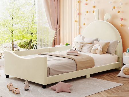 Upholstered Daybed With Rabbit Ear Shaped Headboard on Sale