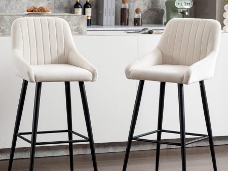 Elegant Lifestyle Modern Bar Stools, Velvet Upholstered Barstools With Back (Set of 2) Bar Chairs For Kitchen Living Room Fashion