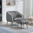 Velvet Accent Chair With Ottoman, Modern Tufted Barrel Chair Ottoman Set For Living Room Bedroom Online Hot Sale