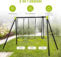 Xns008 Interesting Triple Children Metal Safe Swing Set 440Lbs For Outdoor Playground Three Seat Swing For Age 3+ - Green   Black Online