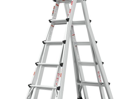 22  Aluminum Multi-Position Ladder With Wheels, 300 Lbs Weight Rating - Metallic Gray Online Hot Sale