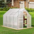 Walk-In Polycarbonate Greenhouse With Roof Vent, Sliding Doors, Hobby Hot House For Outdoor Garden Backyard - Silver Fashion