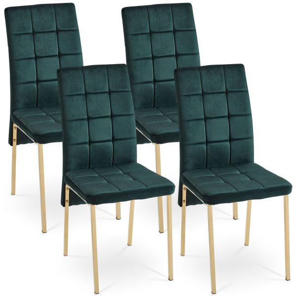 Velvet High Back Nordic Dining Chair Modern Chair With Golden Color Legs Discount