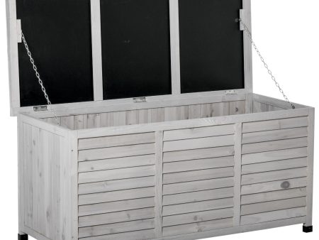 Outsunny - 75 Gallon Wooden Deck Box, Outdoor Storage Container With Aerating Gap & Weather-Fighting Finish - Gray Online