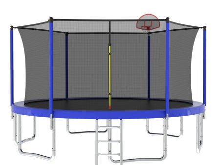 14Ft For Kids Children With Safety Enclosure Net Outdoor Backyards Large Recreational Trampoline - Blue Sale