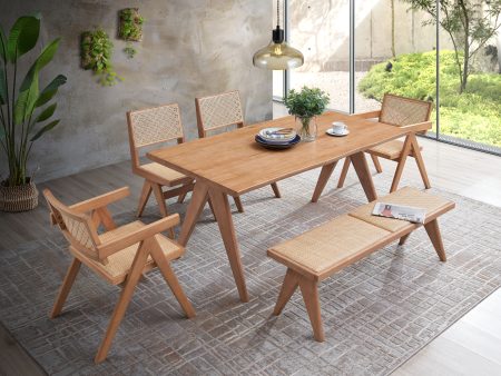 Velentina - 5 Pieces Patio   Outdoor Dining Set - Natural Cheap