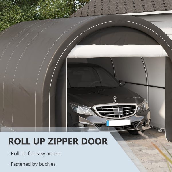 Outsunny - 10  x 16  Carport, Heavy Duty Portable Garage Storage Tent With Large Zippered Door, Anti-Uv Pe Canopy Cover For Car, Truck, Boat, Motorcycle, Bike, Garden Tools, Outdoor Work Online now